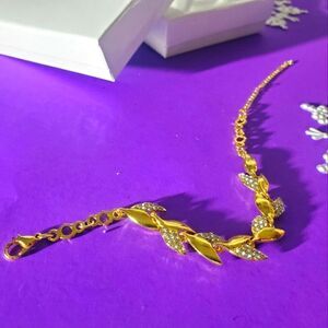 Tennis Bracelet- Gold with Faux Diamonds Womens